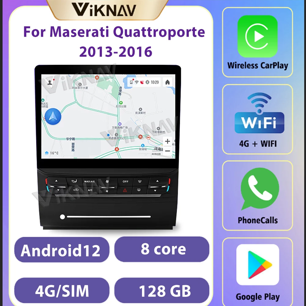 

10.26 inchAuto Stereo Car Radio For Maserati Quattroporte 2013-2016 Android12 Auto Carplay GPS Navigation Video Player Head Unit