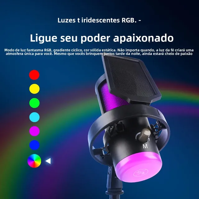 MICROFONE DINÂMICO HAOMUREN C/ LUZ
