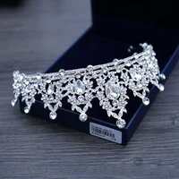 Wedding Hair Tiara Crystal Bridal Tiara Crown Silver Color Diadem Veil Tiaras Wedding Hair Accessories Headpieces Head Jewelry 6