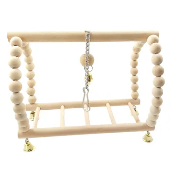 Wooden Parrot Playstand with Bells 1