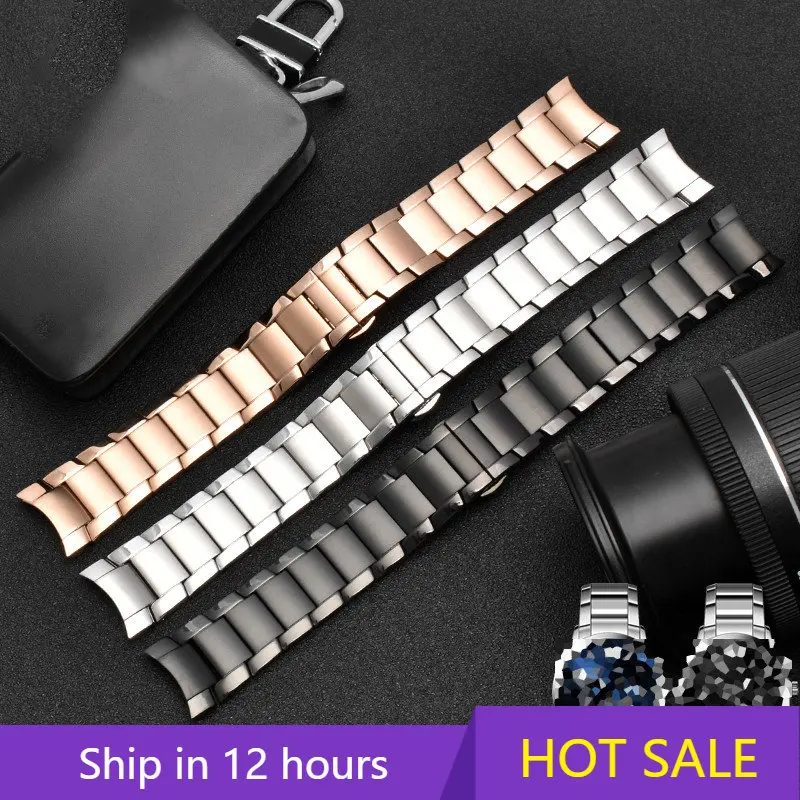 

22mm Solid Stainless Steel Strap For Armani AR1452 AR2448 2434 Butterfly Buckle Metal Watch Accessories