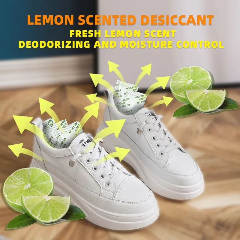 200pcs Lemon Silica Gel Desiccant, Deshumidificador Scented Dry Moisture-proof Deodorant Sachet for Home, Shoes, Bags, Clothing