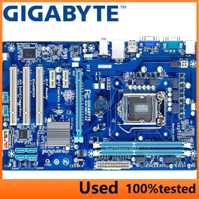 

Десктопная Материнская плата GIGABYTE H61 Socket LGA 1155 i3 i5 i7 DDR3 16G ATX, оригинальная, б/у