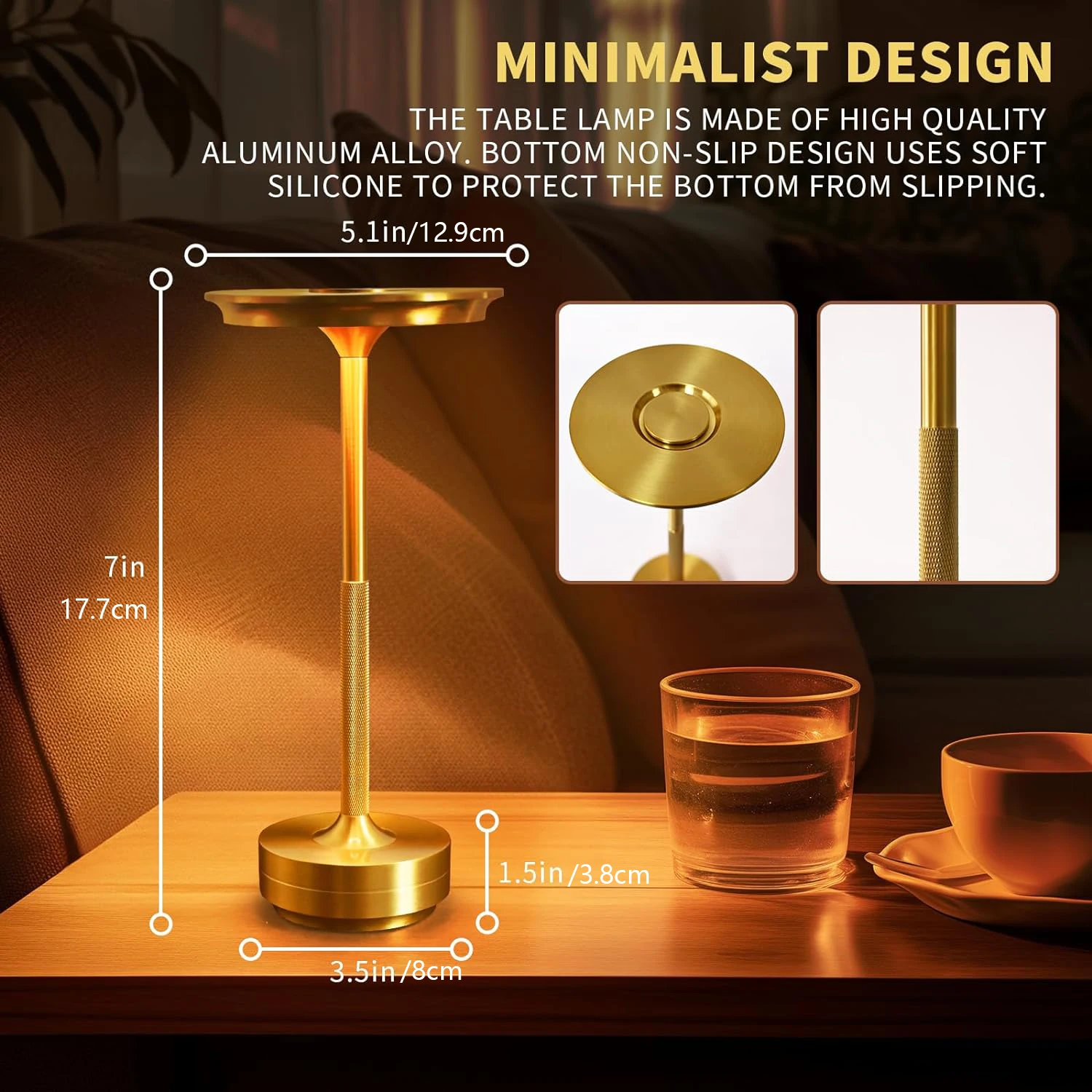 Wireless Table Lamp LED Touch Sensor Desktop Night Light Rechargeable Reading Lamp for Restaurant Hotel Bar Bedroom Decor Light 5