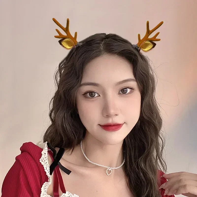 Christmas Hair Hoop Plush Reindeer Antlers Deer Ear Party Cosplay Headbands Headwear hair accessories hair headband deer ears headgear