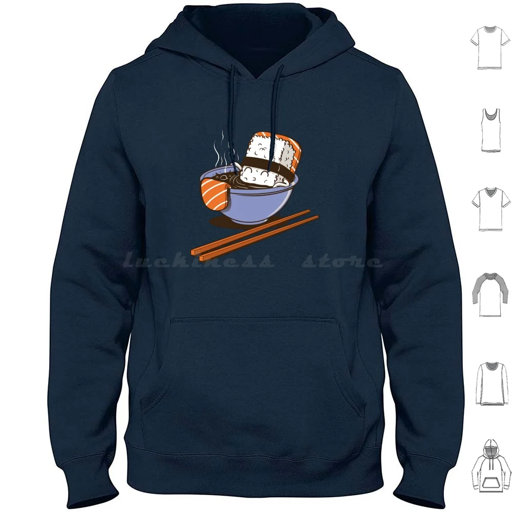 Jacuzzi Cibo Felpe Manica Lunga Sushi Cibo Soia Simpatico Cartone Animato Giappone Cibo Parody Mashup Umorismo Cartoni Animati Jacuzzi Relax