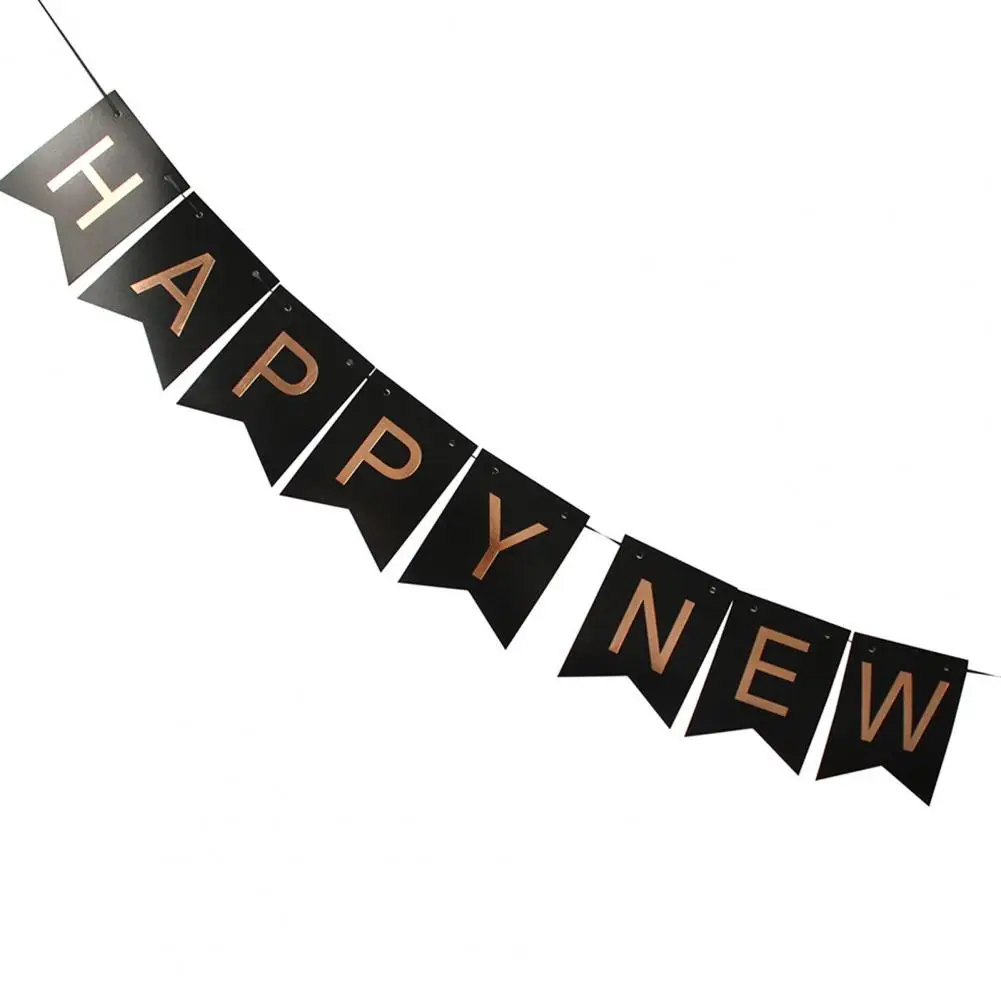 

Party Decoration for New Year 2024 New Year Party Scene Layout Diy Black Golden Letter Flag Paper Pendant Home Decoration Unique
