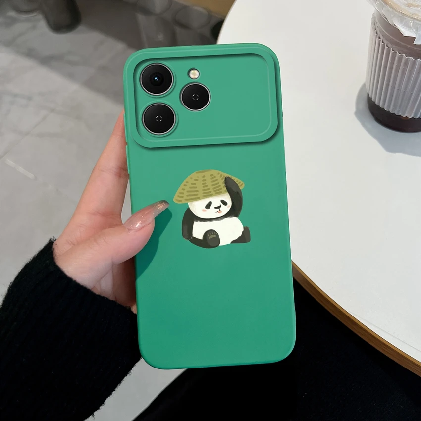 Lovely Panda Liquid Silicone Anti-Slip Phone Case with Camera Protection