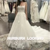 HERBURN Charming Wedding Dresses Attractive Square Collar Brush Train Customized Vestidos De Novia Brautmode Robe Mariee 1