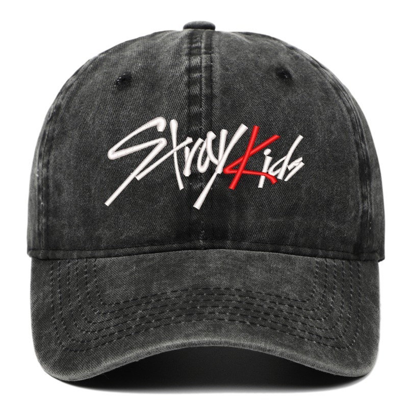 SKZOO Cotton fabric Korean version stray kids MAXIDENT around embroidered washed baseball cap sun protection for men and women