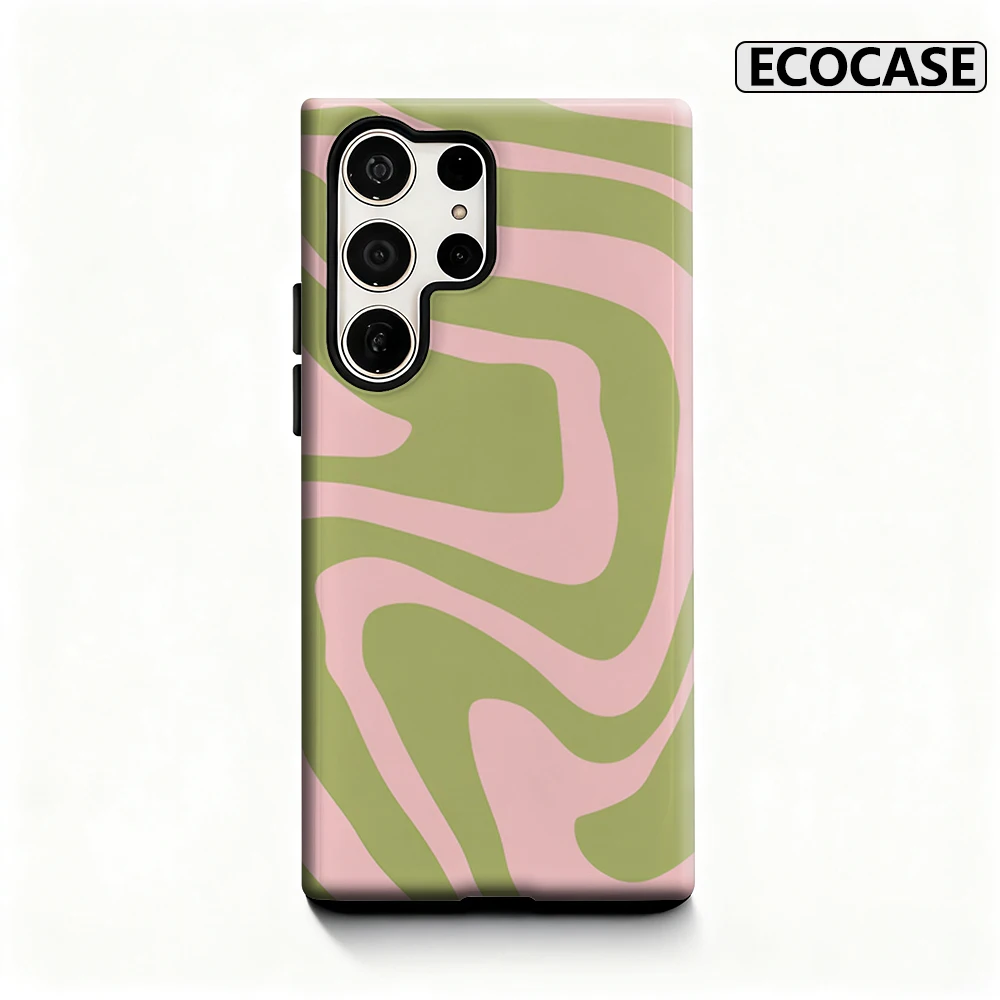 Vibrant Pink & Green Swirls Glossy Double-Layer Phone Case
