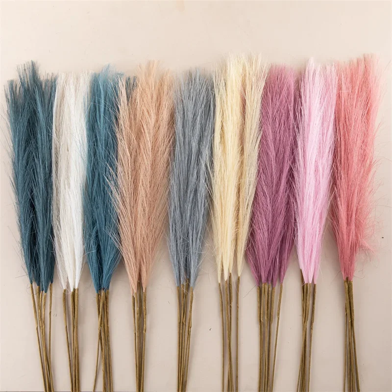 10Pcs Artificial Flower Pampas Grass Fake Plant Reed Wedding Decoration Flowers Blue Pampas Bouquet Boho Decor Home Accessories 3