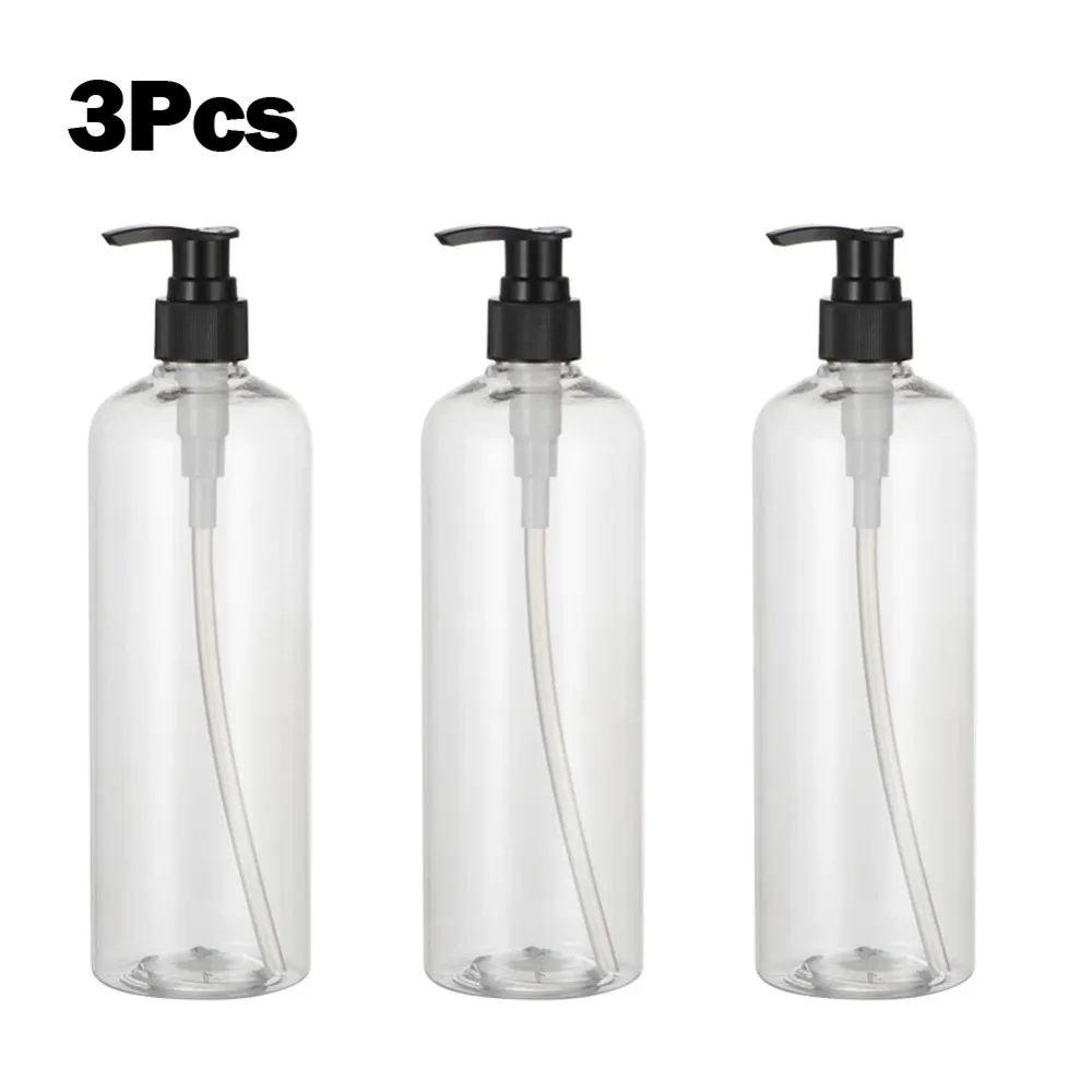 3pcs 500ml Bathroom Home Bottles Soap Dispenser Shower Storage Transparent Container Cream Gel Holder Lotion Pump Empty Bottles