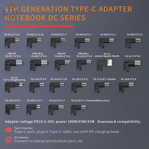 Адаптер питания для ноутбука, 20 в, 100 Вт, разъем постоянного тока, USB Тип C, разъем «Мама»-«папа» постоянного тока, конвертер для ноутбука Hp, Dell, Asus, Acer, Lenovo