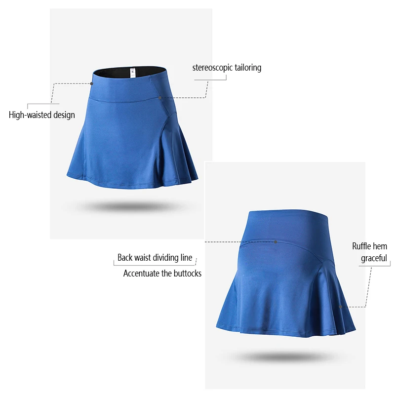 Women's High Waist Athletic Skirt, Yoga Fitness, Tennis Skirt, Exposure-Resistant, Breathable, Slim Running Quick-Drying Skirt