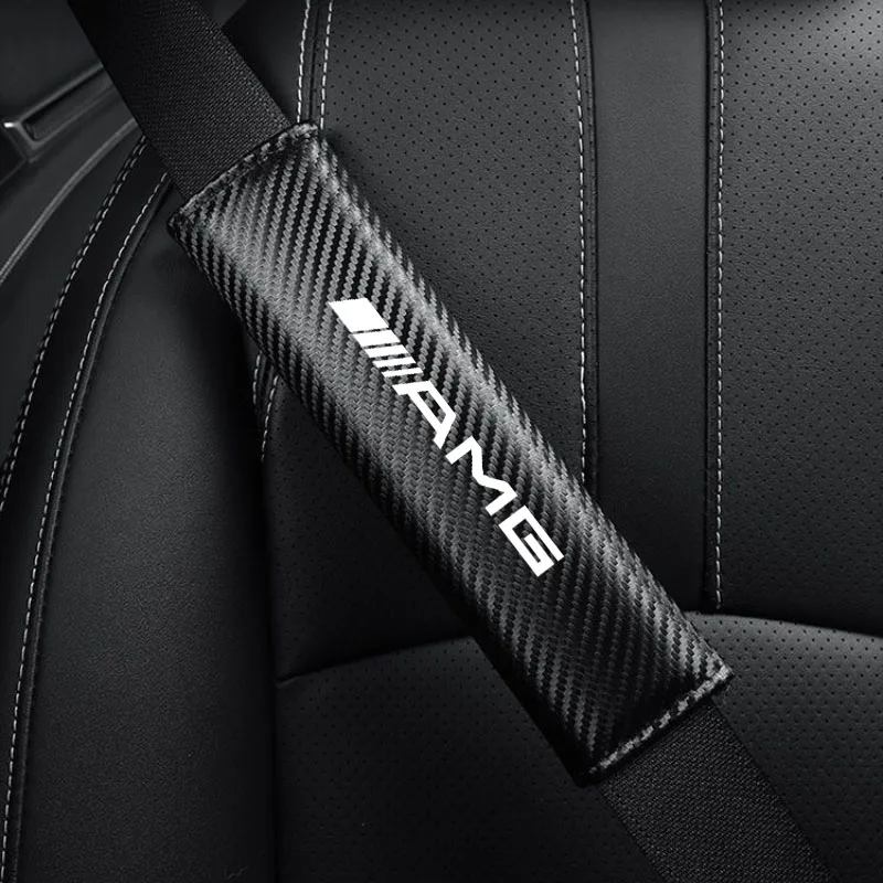 Seat Belt Covers Protection Protector Car Seat Belts Covers Padding Carbon Fiber Belt Shoulder For Mercedes Benz AMG GLC GLB GLE CLA W206 W204 W205 W212 W213 W169