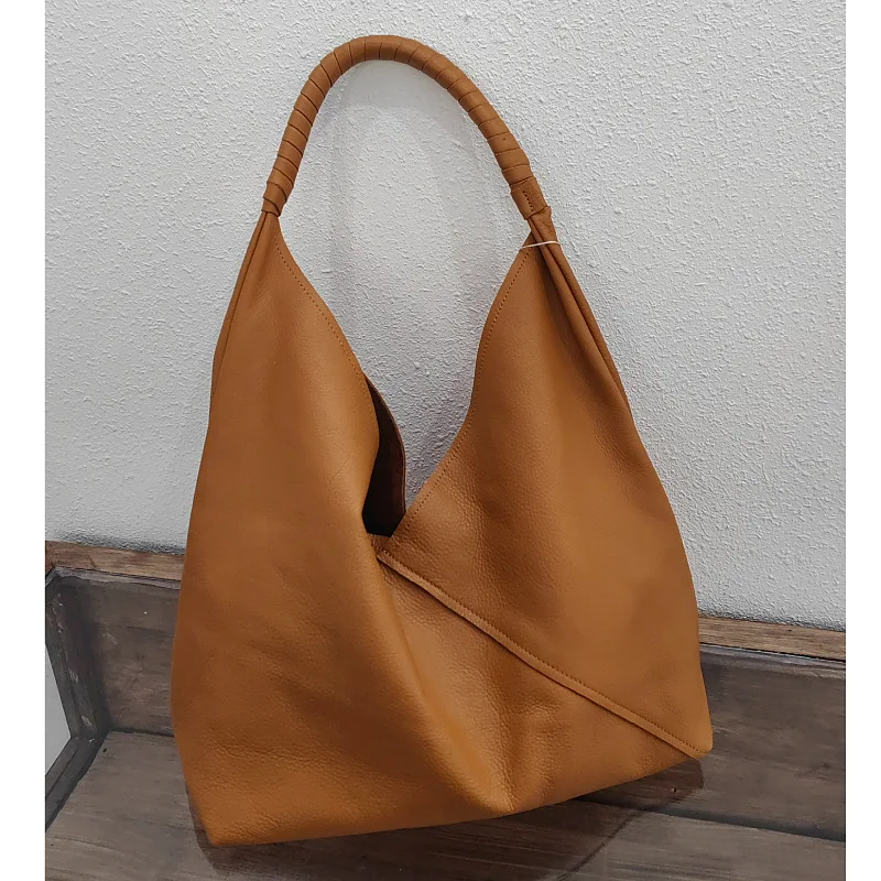 

Retro lazy armpit bucket bag women's new European station high-grade texture soft leather shoulder bag commuting bag