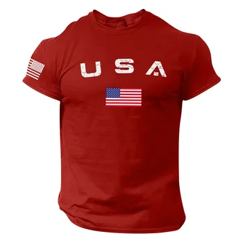 Men's t-shirts Men's Independence Day Flag Print Spring/summer Leisure Sports USA Independence Day 4 Of July Flag Top 5