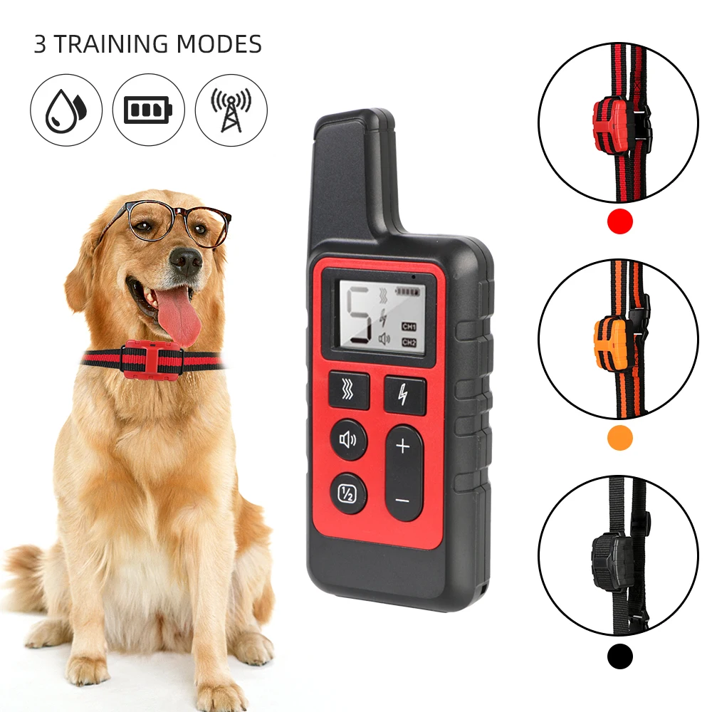 

Pet Remote Control Rechargeable Waterproof for All Size Dogs Shock Vibration Sound 500m Electric Dog Training Collar