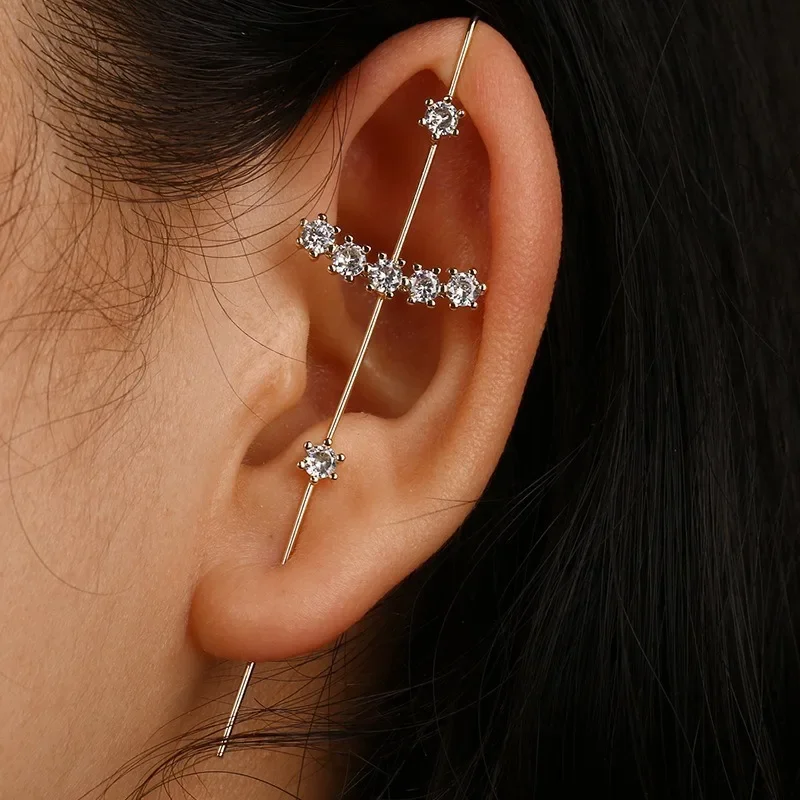 Luxury Hook Earring Crystal Geometry Long Earrings for Women Ear