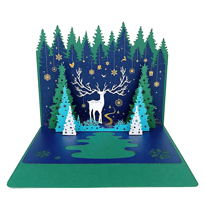 Rendition Deep See Deer Christmas 3D Card Creative New Design Christmas Tree Music Card Company Gift