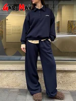 Ensemble de survêtement printanier pour femme avec pantalon large, blanc, oversize, deux pièces, classique, pour femme 2026 2
