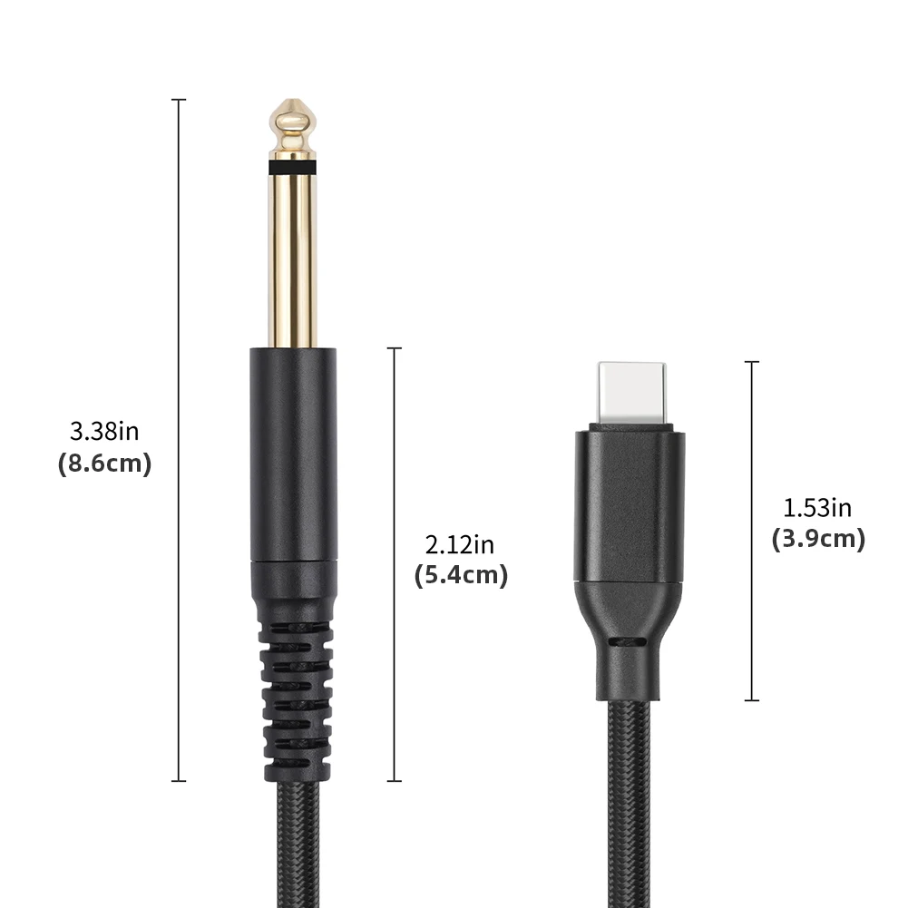 1/2/3M USB Type-C to 6.35mm 1/4 TS Guitar Audio Stereo Cable with Gold-Plated Connector for Home Theater Mixer Electric Bass