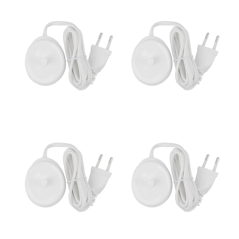 

4X Replacement Electric Toothbrush Charger Model 3757 Suitable For Braun Oral-B D17 Oc18 Charging Cradle White EU Plug