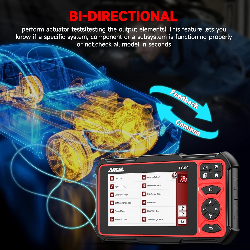 ANCEL DS300 Strumento Diagnostico per Auto, Scanner OBD2 Bidirezionale, Codifica ECU, Test Attivo FCA, 30+ Reset, Sistema Completo - immagine 3