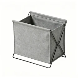 Foldable 30L Fabric Laundry Basket with Metal Frame - Collapsible Home Storage Bin (Gray)
