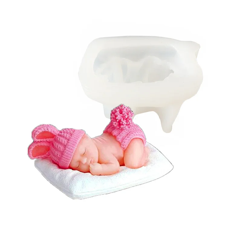 3D Baby Sleeping Shape Silicone Mold Kitchen DIY Fondant Cake Baking Chocolate Mold Handmade Soap Candle Plaster Resin Clay Tool