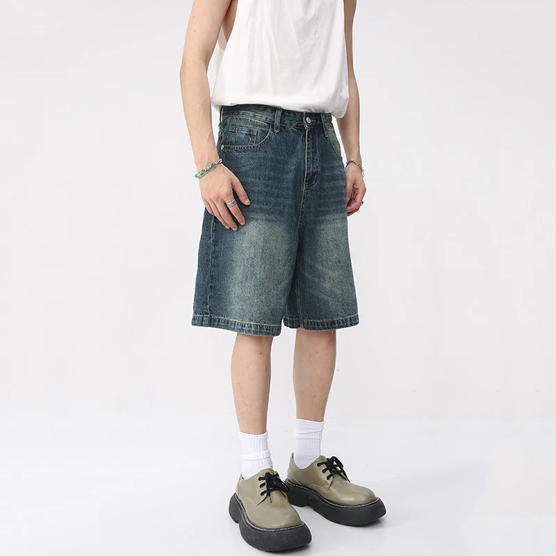 Men Jeans Denim Pants Summer Jeans Shorts Denim Shorts IEFB Summer Denim Shorts Men's Loose Korean Style Retro Short Jeans