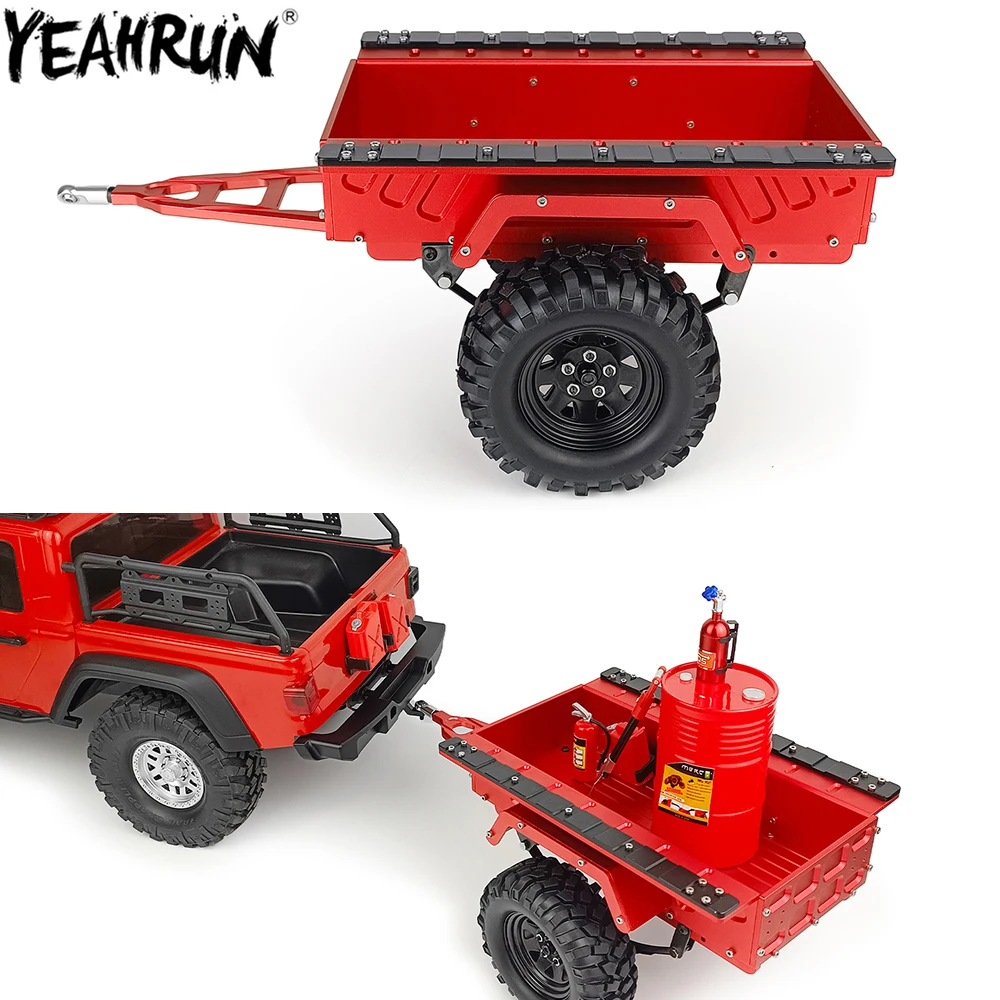 

YEAHRUN Metal Trailer Car Cargo Carrier DIY for 1/10 RC Rock Crawler TRX4 Axial SCX10 90046 AXI03007 AXI03006 D90 Redcat
