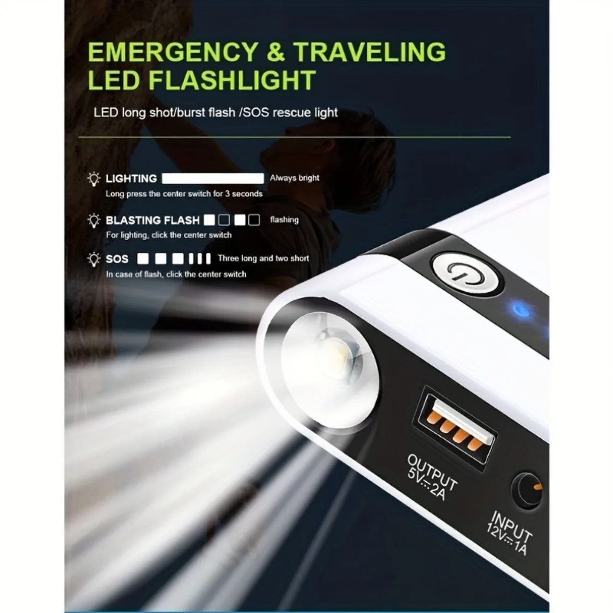 12V 600A Car Jump Starter Jump Starter with LED Flashlight Charger for Phone