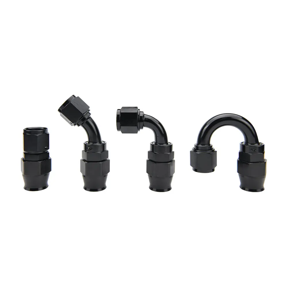 PTFE Hose End Fitting AN4 AN6 AN8 AN10 AN12 Straight 0 45 90 180 Degree For PTFE E85 Oil Fuel Line Kit Swivel Hose Adapter