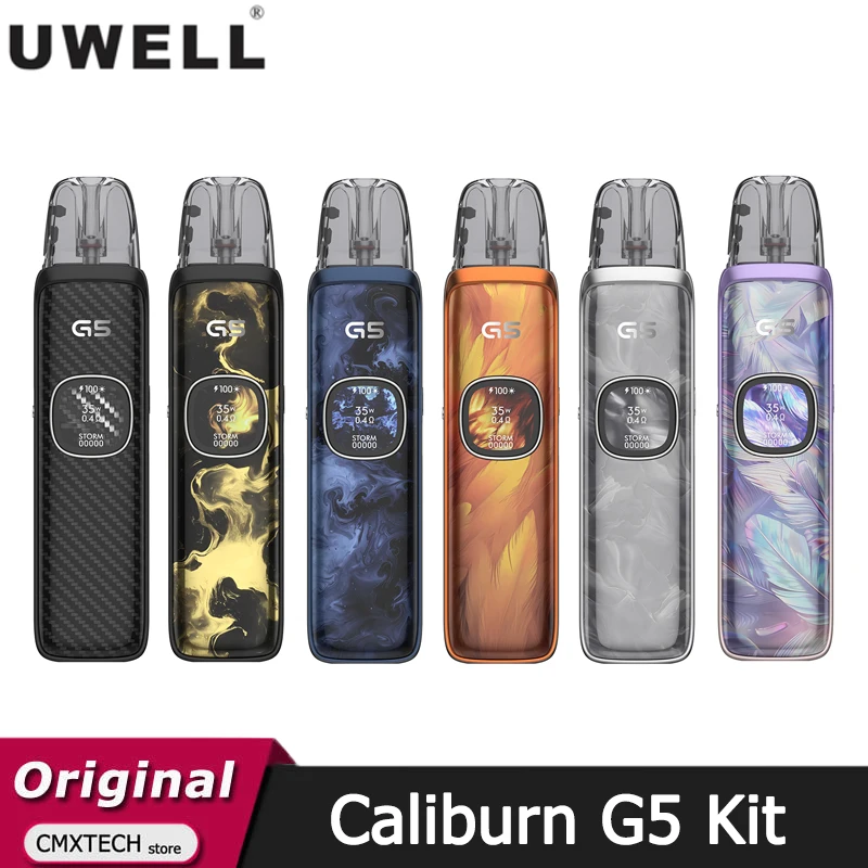 Original Electronic Cigarette Uwell Caliburn G5 Kit 35W Vape 1600mAh Battery with 3ML Soft Caliburn GPP ALPHA Cartridge Vaper