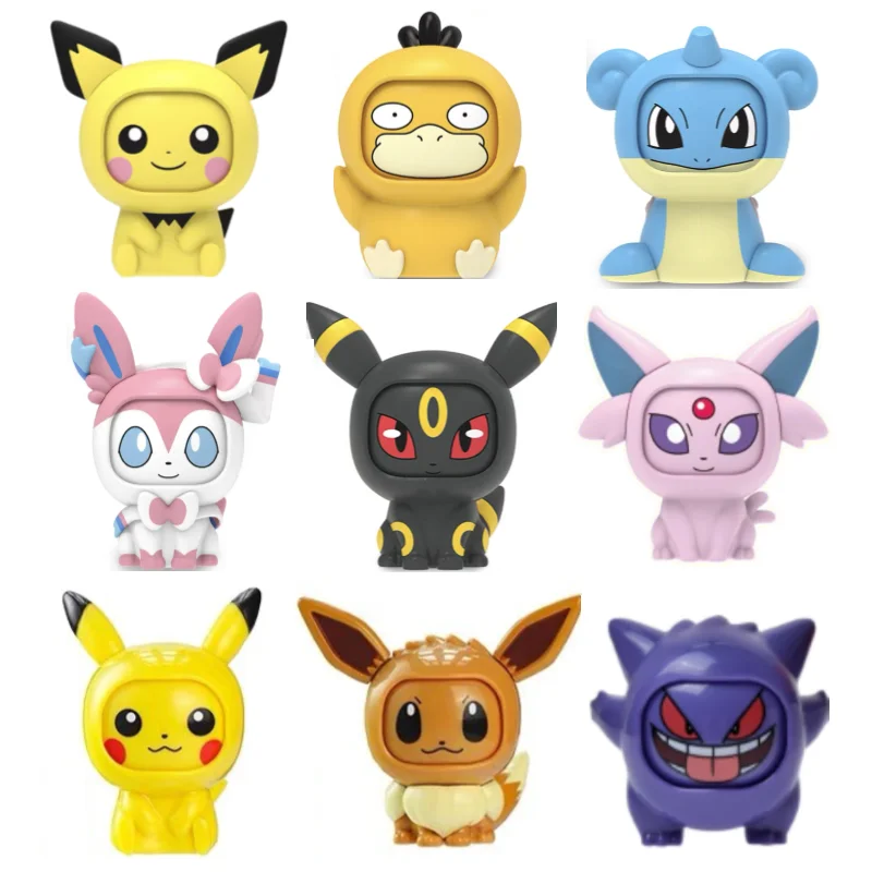 

Newest Model Kawaii Gengar Pikachu Pichu Mew Eevee Espeon Sylveon Psyduc Lapras Pokemon Figures Anime Pokemon Gift Children Toy