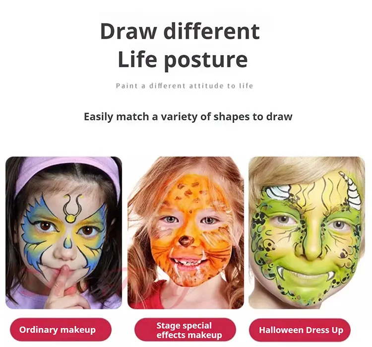 Description Picture 6 of itemFace body Painting waterproof 6 colors Water Based Nontoxic Body Art kids Festival Fancy Dress Paint Body & Face Paint make up