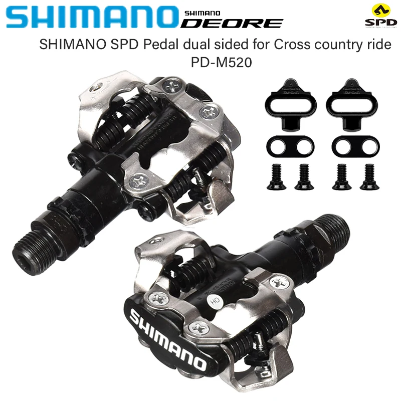 SHIMANO DEORE PD-M520 자전거 페달, SM-SH51 클리트 세트, MTB 자갈 자전거 PD-M540 자동 잠금 페달 원래 사이클링 부품