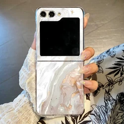 Marble Pattern Transparent Hard Phone Case - Clear Folding Cover for Galaxy Z Flip6 (A629)