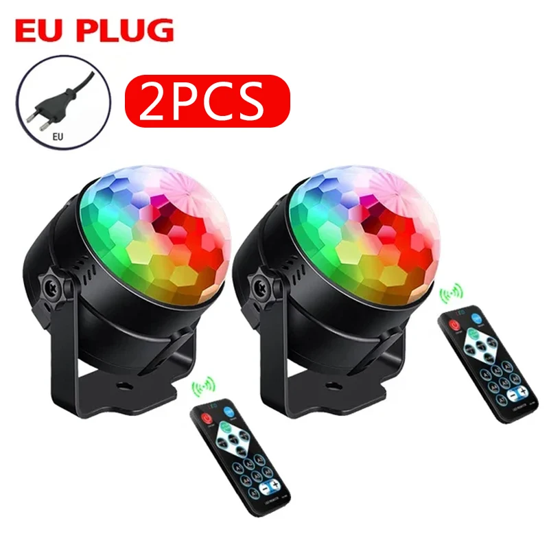 Disco Ball Stage Light Alternating Flashing EU Remote Control for Home Room Parties 1-2Pcs