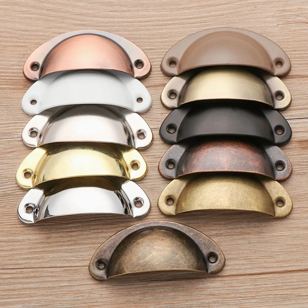 2PCS Antique Brass Shell Pull Handles Retro Iron Wardrobe Door 98MM Furniture Hardware Fittings Kitchen Drawer Knobs Cabinet furniture handles kitchen door handles
