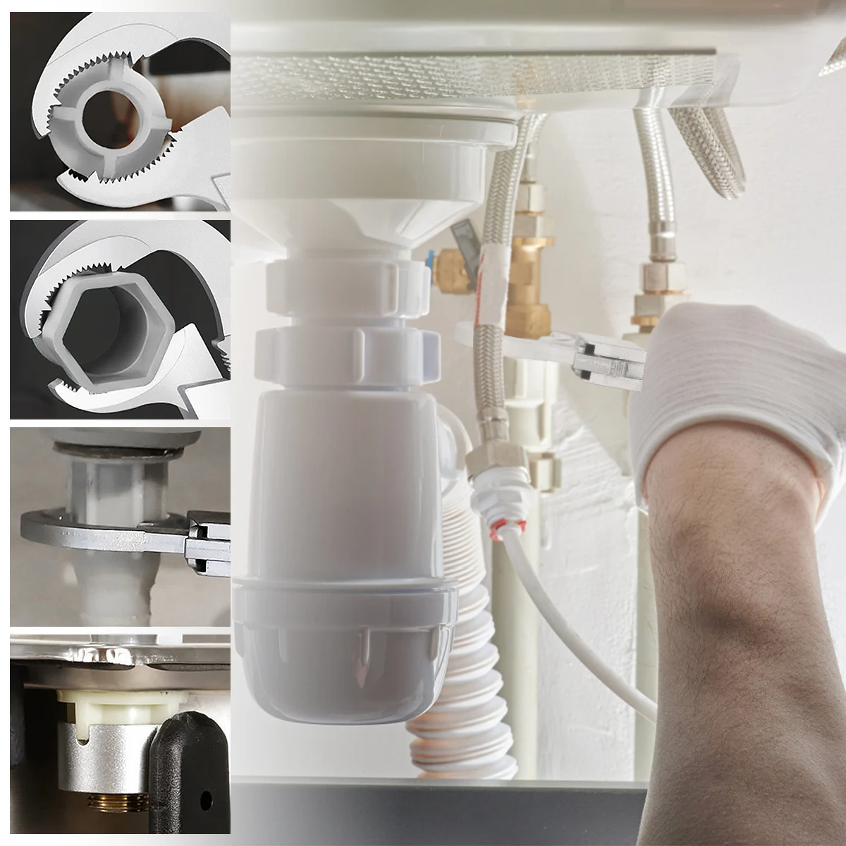 Adjustable Wrench Universal Monkey Spanner Multi-function plumbing Hand Tools Nut Sink Wrench Bathroom Pipe Large Open Spanner