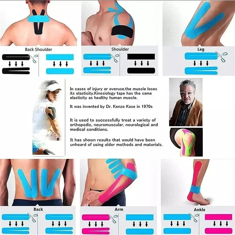 10cm*5m Kinesiology Sports Tape Waterproof Elastic Cotton Tapes Muscle Support Recovery Care Physio 4 Inch * 16.5 Feet sports tape kinesiology tape