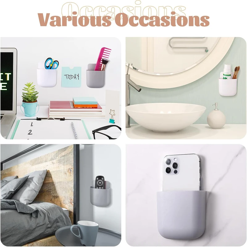 Wall Mounted Storage Box Mobile Phone Plug Holder Stand Rack Remote Control...