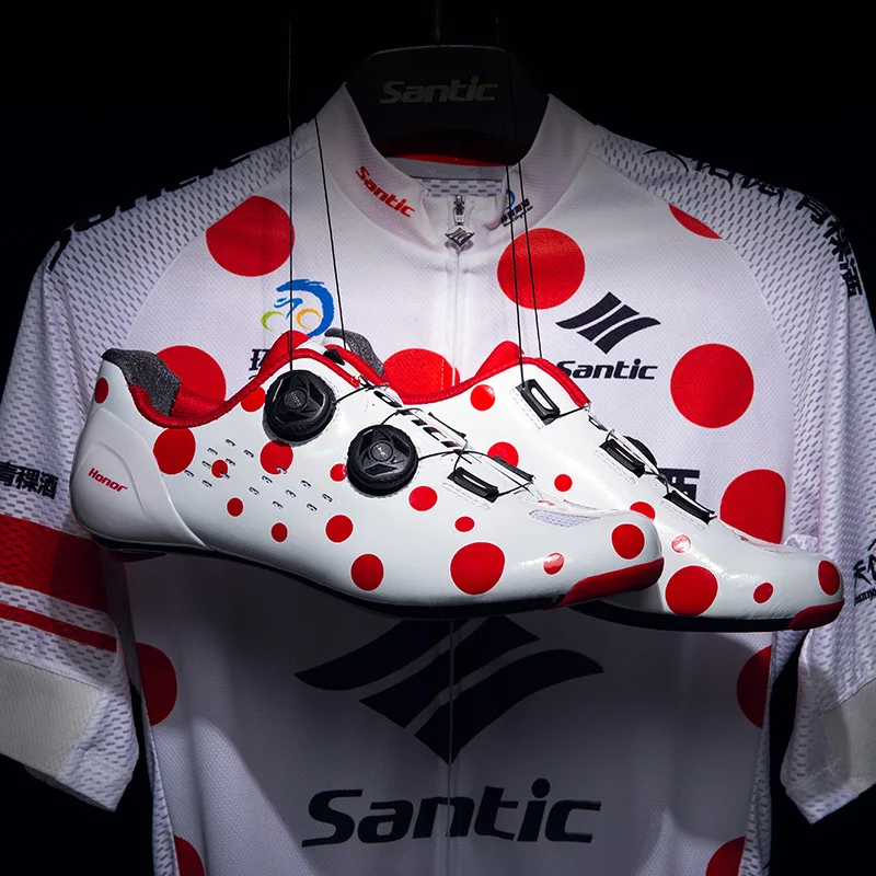 SANTIC Carbon Fiber Sole Road Cycling Shoes Anti-skid Professional Racing Bicycle Self-Locking Shoes Bike Riding