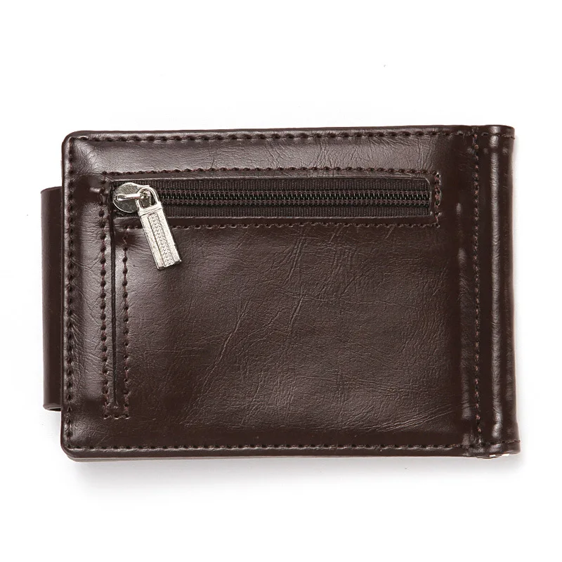 Slim Leather Wallet Coin Bag Money Clip Card Cases Zipper Women Men Pull Type ID Credit Holders Hasp leather bifold wallet money clips wallet id credit card holder