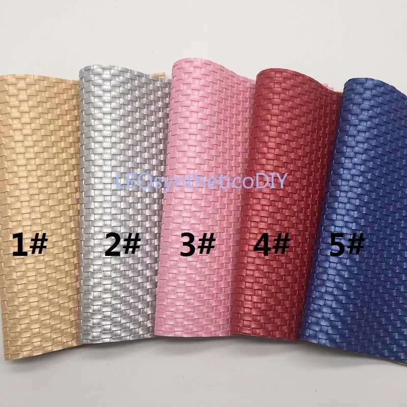 1PC 21X29CM Pearlized Weaving Faux Leather Fabric Synthetic Leather Fabric Sheets for Making Bows LEOsyntheticoDIY T382B