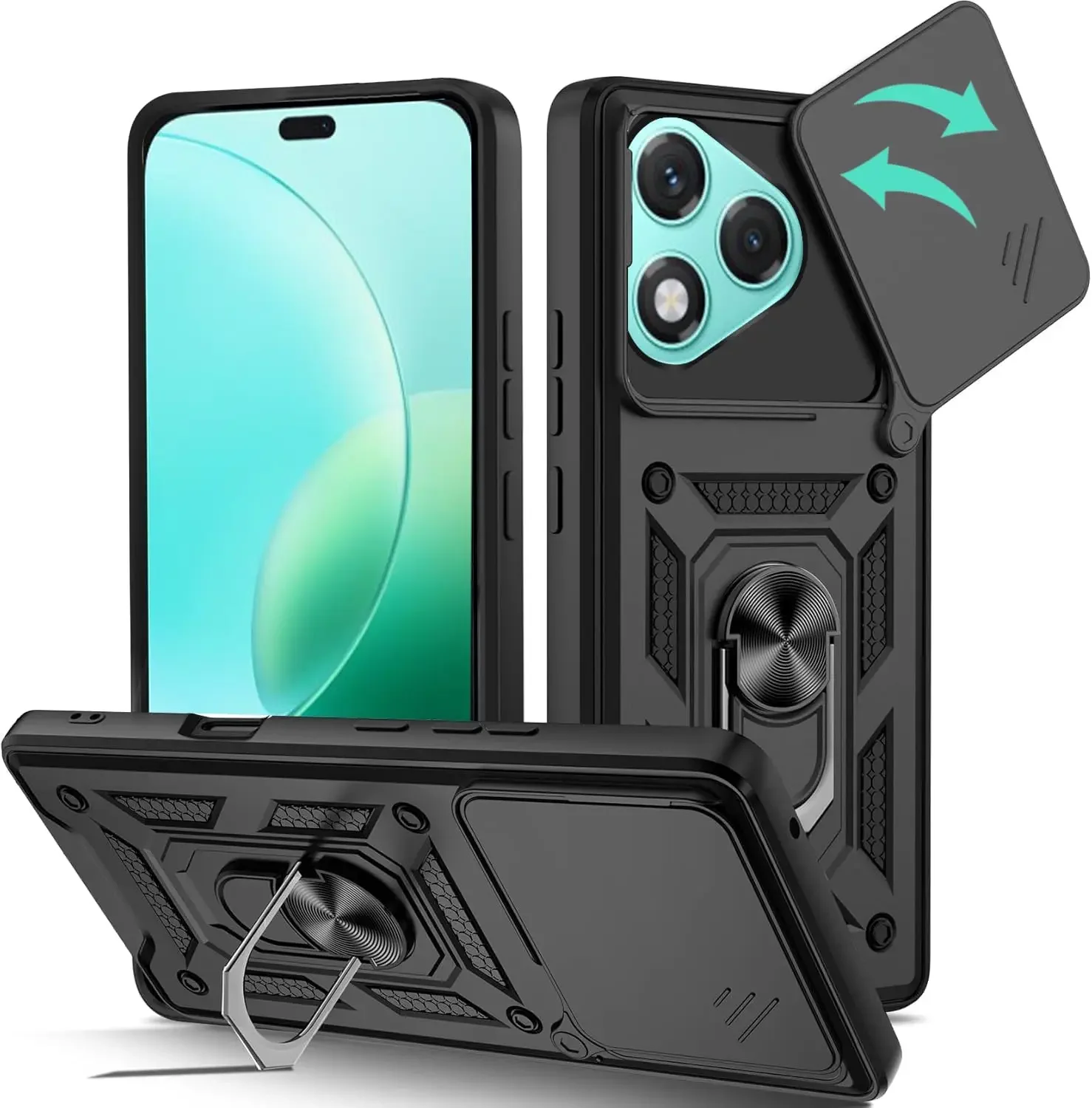Armor Shockproof Case with Ring Magnetic Car Stand Holder - Protective Cover Coque s