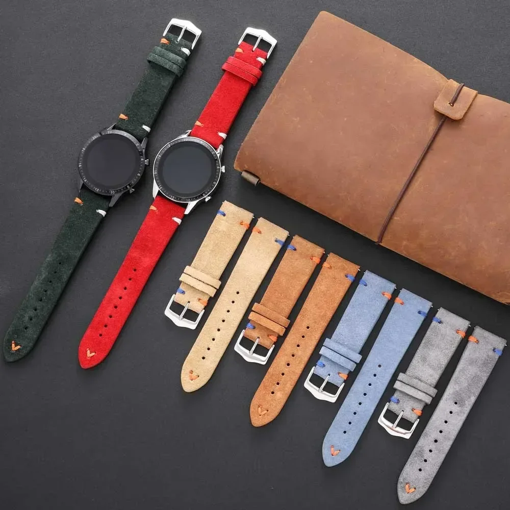 Vintage-Style Genuine Leather Watch Strap, 20mm/22mm